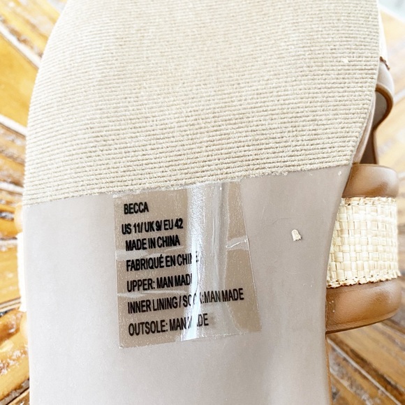 NWT JustFab Raffia & Faux Leather Slip On Sandals in Size 11 - Picture 9 of 11